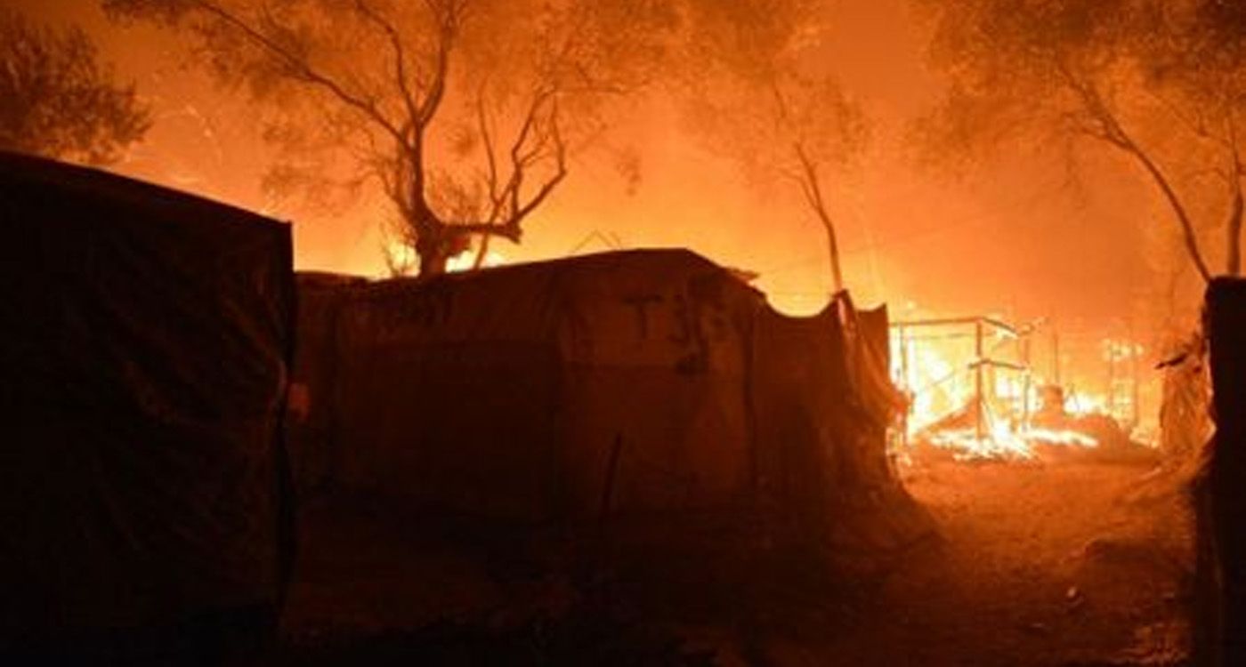 A Fire in a Camp for Displaced Syrians in Akkar