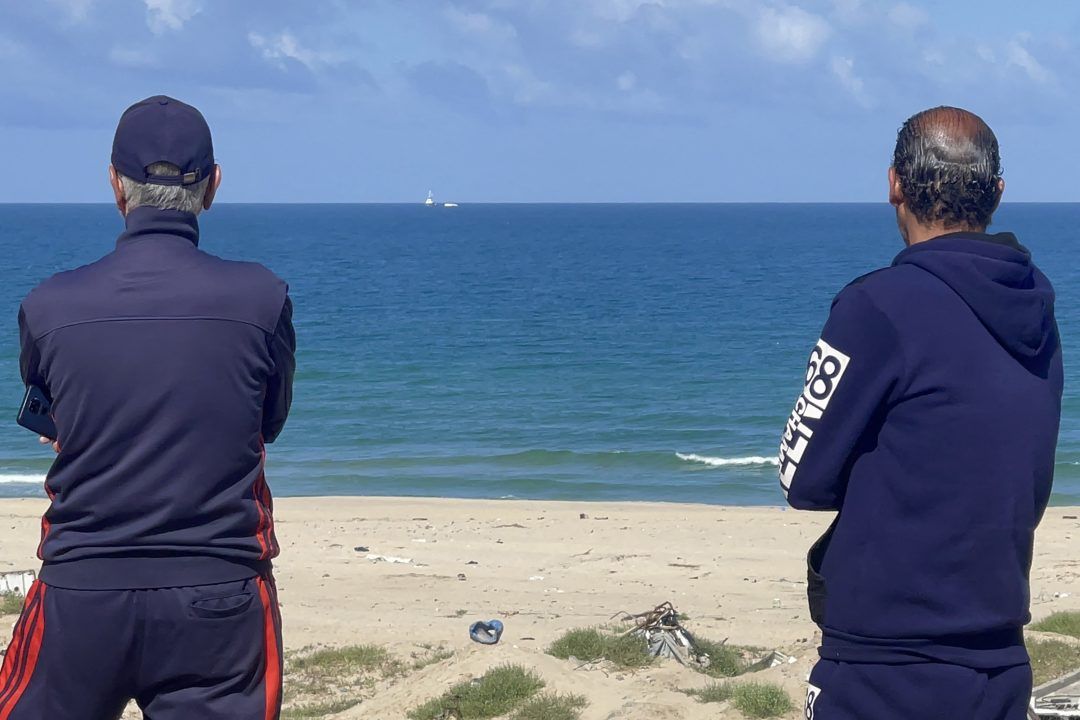 Spanish Aid Vessel Visible off Gaza Coast