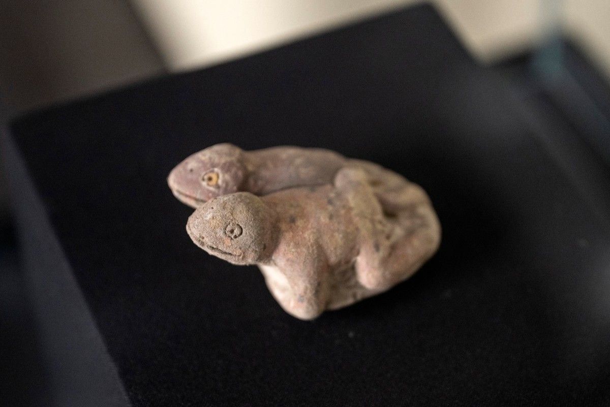 Pérou: rare découverte d’une sculpture Caral de grenouilles