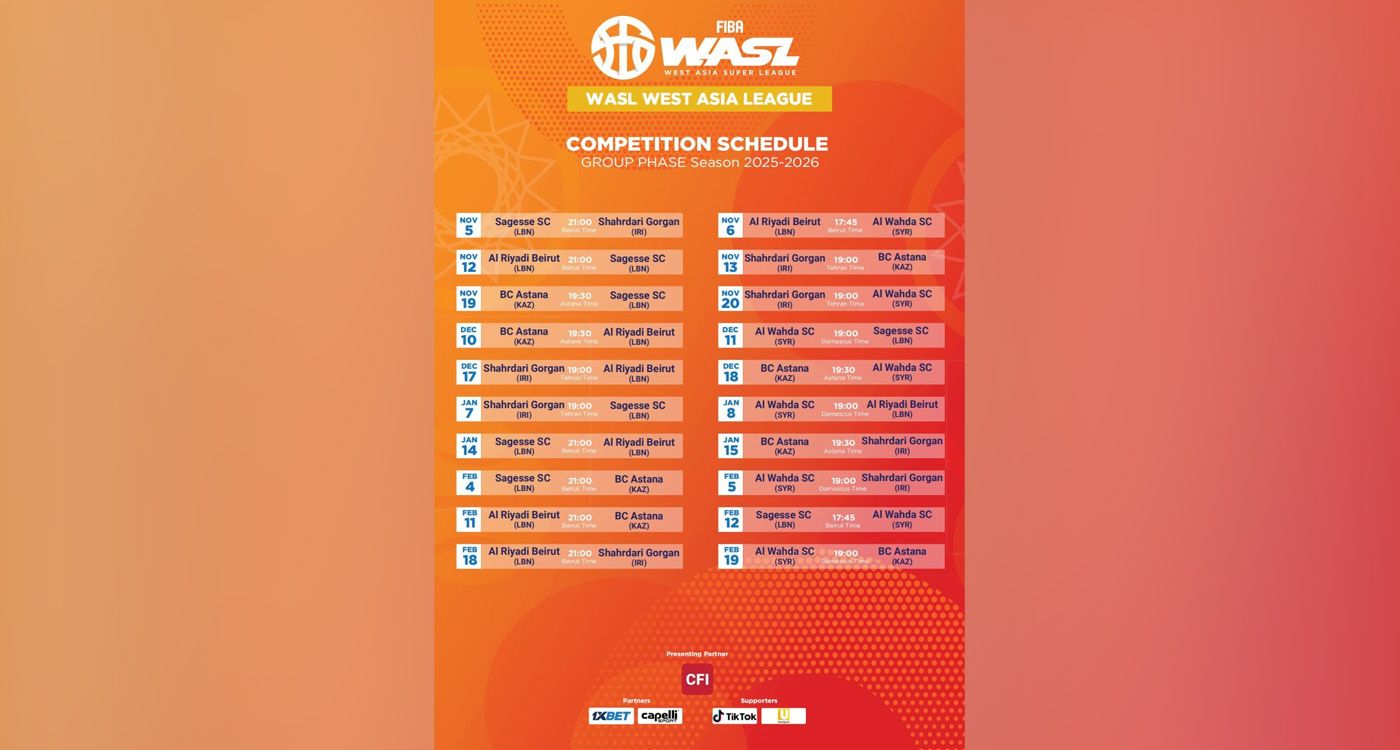 WASL 2025–2026: Calendar Set for Sagesse and Riyadi