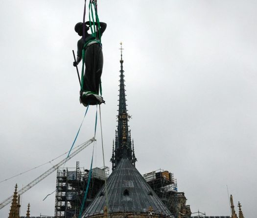 Saint Thomas Statue Back on Notre-Dame Spire