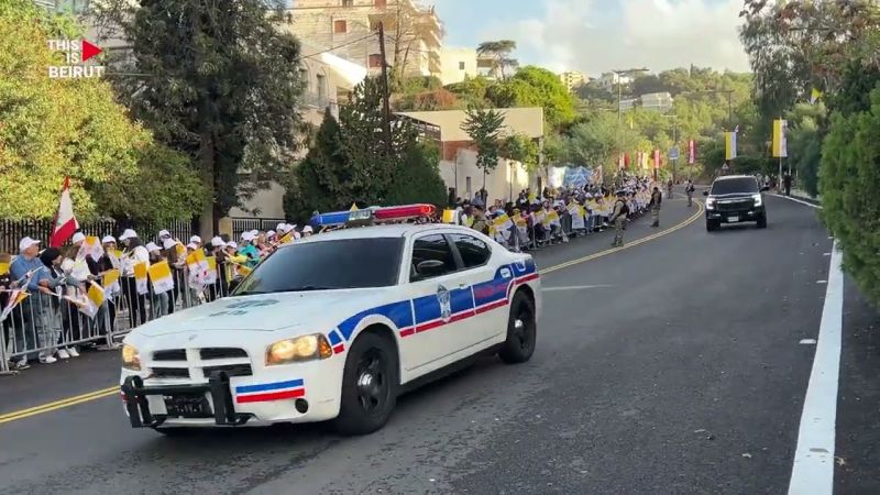 The Crowd Ready Along the Road to the Baabda Palace